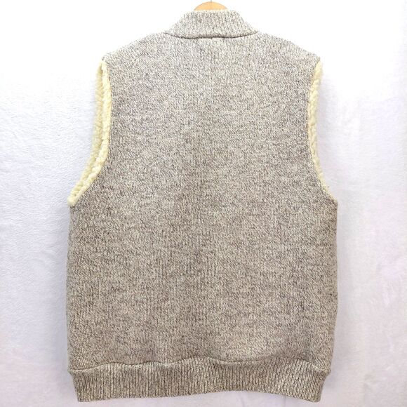 VTG Winona Knit Sweater Vest Men XL Beige Wool Full Zip Thick Heavyweight Sherpa - Picture 7 of 11